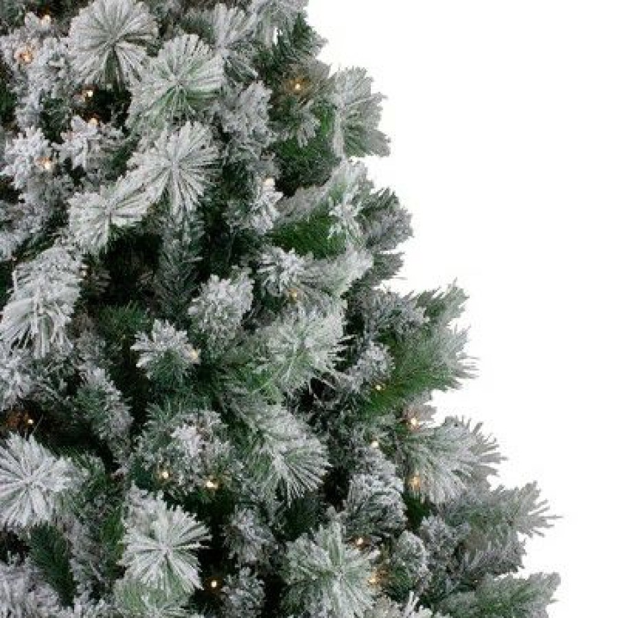 Spruce * | Northlight 7.5 Pre-Lit Flocked Somerset Spruce Artificial Christmas Tree Clear Lights