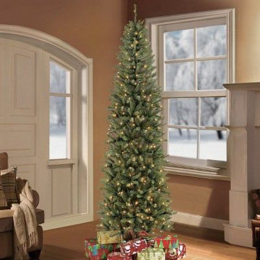 Fir Wood * | 6.5Ft Pre-Lit Pencil Artificial Christmas Tree Forest Fir Puleo