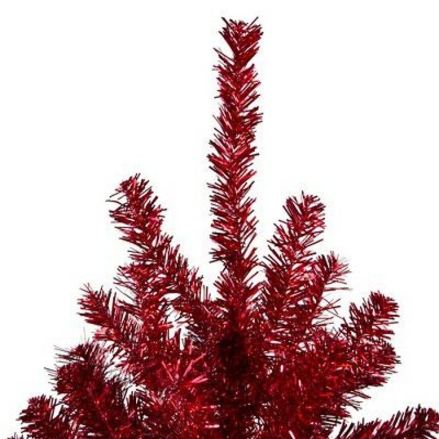 Pine * | Northlight 6 Metallic Red Tinsel Artificial Christmas Tree Unlit