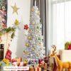 Pine * | Costway 7Ft Unlit Artificial Slim Christmas Pencil Tree W/ Metal Stand White