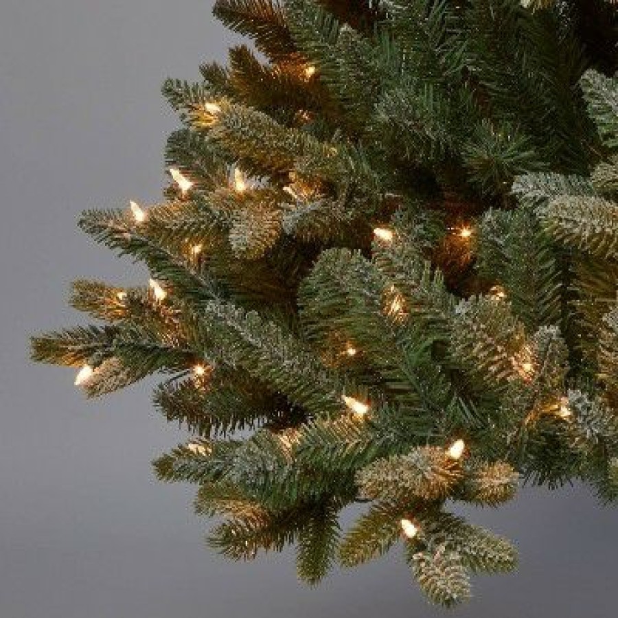 Balsam Fir * | 7.5' Pre-Lit Flocked Full Balsam Fir Artificial Christmas Tree Clear Lights With Autoconnect Wondershop