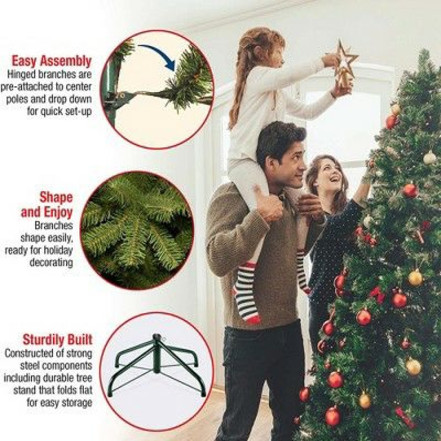 Unidentified Plant Variety * | National Tree Company Carolina Pine 7.5 Foot Artificial Holiday Prelit Christmas Tree W/750 Clear Lights, Pinecones, 1399 Branch Tips And Metal Stand