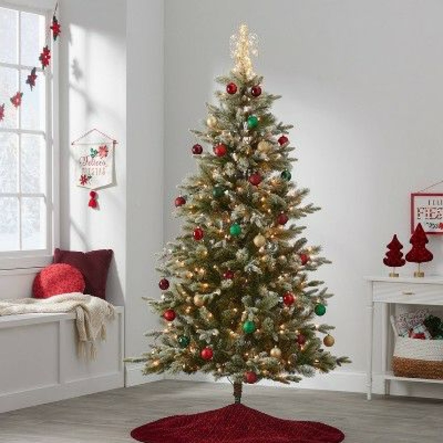 Balsam Fir * | 6.5' Pre-Lit Indexed Flocked Glittered Balsam Fir Artificial Christmas Tree Clear Lights Wondershop