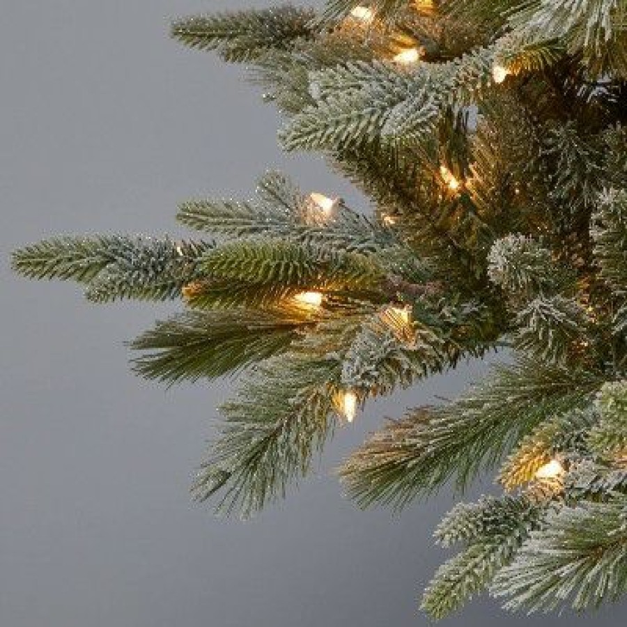 Balsam Fir * | 6.5' Pre-Lit Indexed Flocked Glittered Balsam Fir Artificial Christmas Tree Clear Lights Wondershop