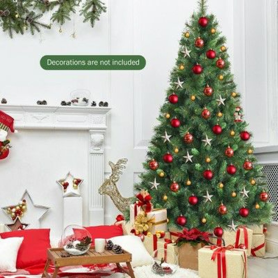 Pine * | Costway 6Ft Unlit Hinged Pvc Artificial Christmas Tree W/ 649 Tips & Metal Stand