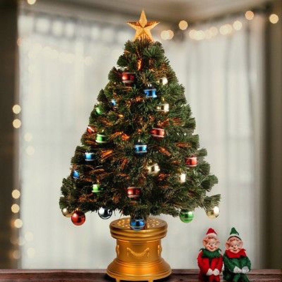 Unidentified Plant Variety * | National Tree Company 36 Fiber Optic Fireworks Tree With Ball Ornaments