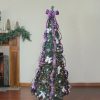 Pine * | Northlight 6 Artificial Christmas Tree Prelit Purple And Silver Decorated Pop-Up Clear Lights