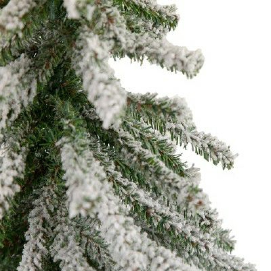 Pine * | Northlight 18 Potted Flocked Downswept Mini Village Pine Medium Artificial Christmas Tree Unlit