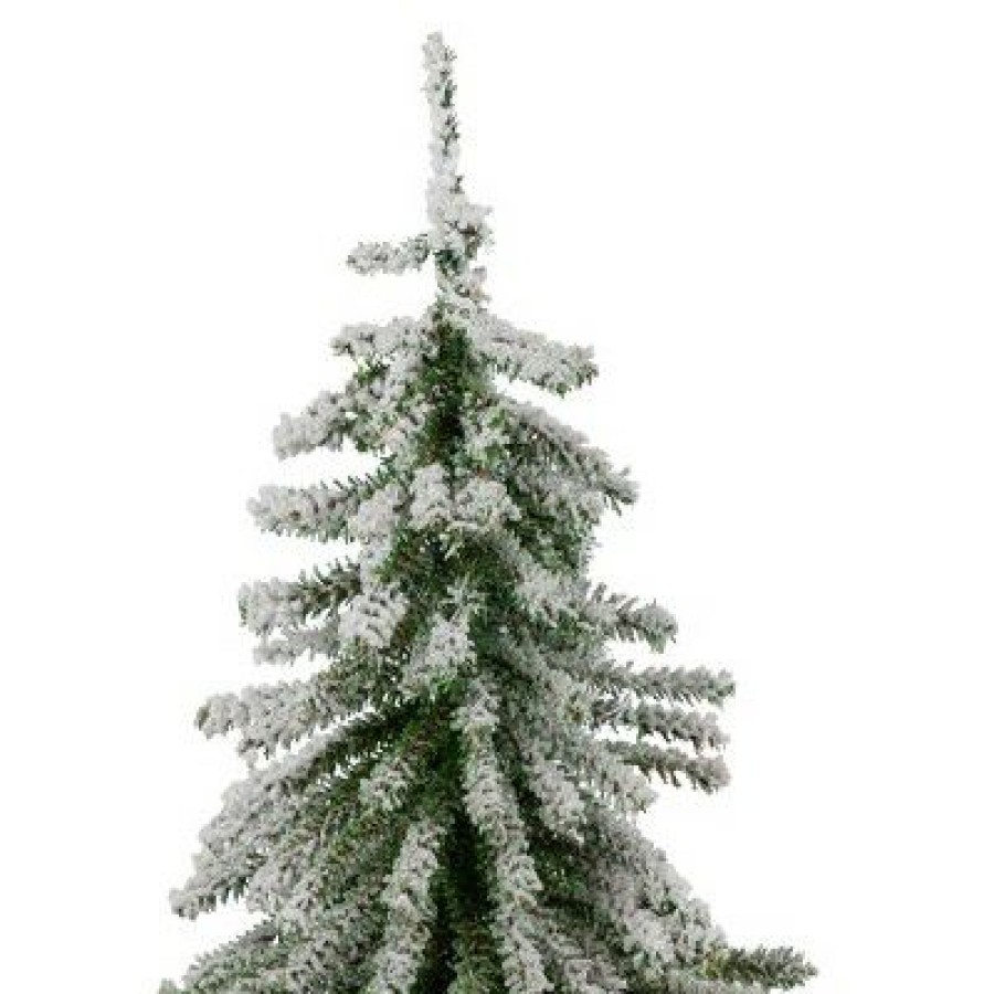 Pine * | Northlight 18 Potted Flocked Downswept Mini Village Pine Medium Artificial Christmas Tree Unlit