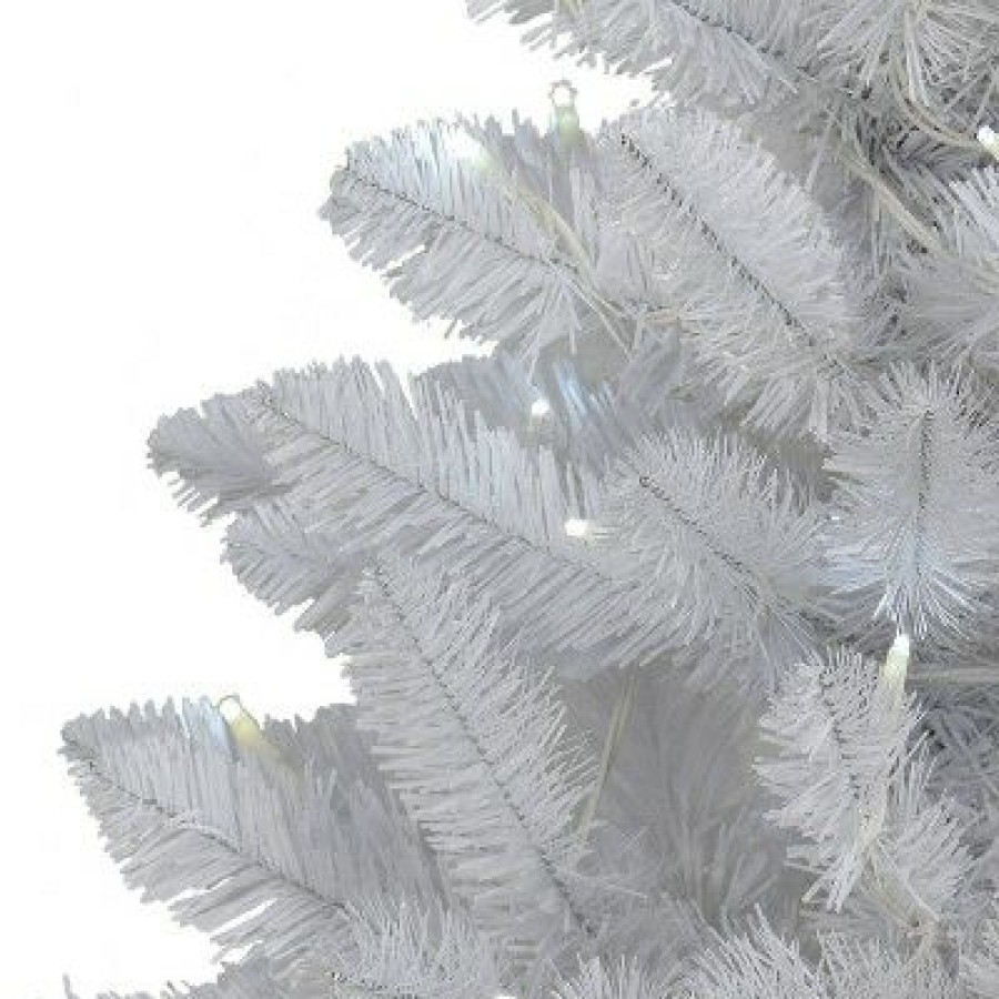 Pine * | 2Ft Puleo Pre-Lit White Tabletop Artificial Christmas Tree Blue Fabric Base Clear Lights