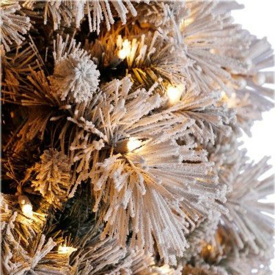 Spruce * | Home Heritage Snowdrift Spruce 7.5 Foot Pre Lit Christmas Tree Bundled With Silver Metal Rotating Stand