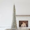 Pine * | Home Heritage Evergreen Classics Pre Lit Pencil Pine Artificial Holiday Christmas Tree With Warm Led Lights And Metal Stand