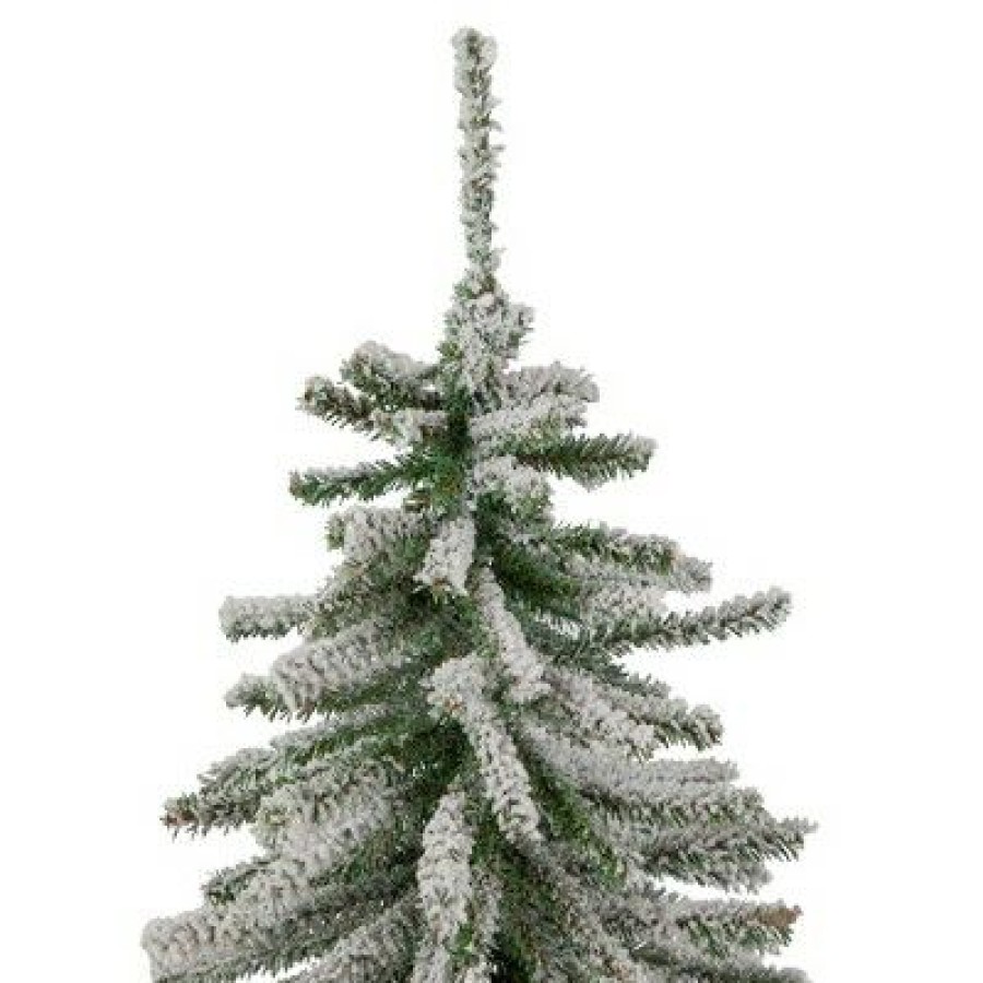 Pine * | Northlight 2 Potted Flocked Downswept Mini Village Pine Medium Artificial Christmas Tree Unlit