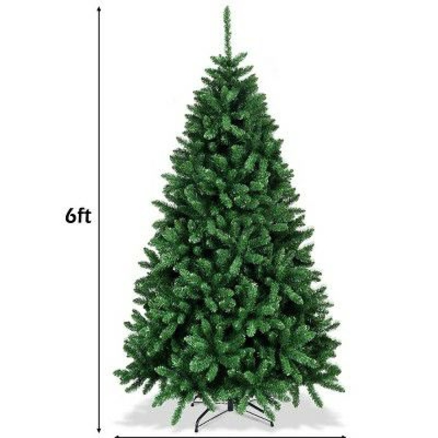 Pine * | Costway 6Ft Hinged Christmas Tree Douglas Full Fir Tree 1355 Tips