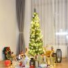 Pine * | Costway 5'/6'/7'/9 Pvc Artificial Pencil Christmas Tree Slim Green