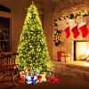 Pine * | Costway 7Ft Prelit Christmas Tree, Hinged Xmas Tree With 500 Multi-Color, Warm White Led Lights, 1570 Pvc Branch, 11 Lighting Modes, Metal Stand