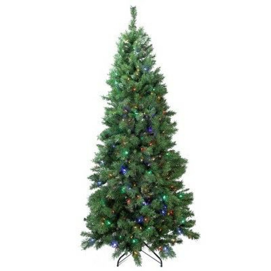 Pine * | Northlight 7 Prelit Artificial Christmas Tree Slim Led Glacier Pine Multicolor Lights