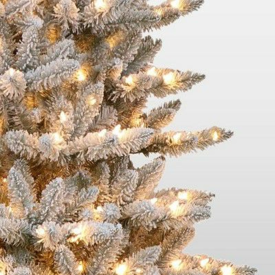 Fir Wood * | 7.5Ft Pre-Lit Flocked Forest Fir Artificial Christmas Trees Puleo