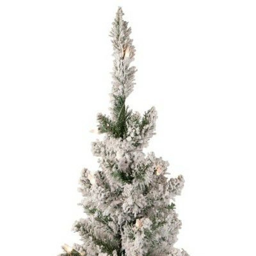 Pine * | Northlight 4 Pre-Lit Flocked Pine Slim Artificial Christmas Tree, Clear Lights