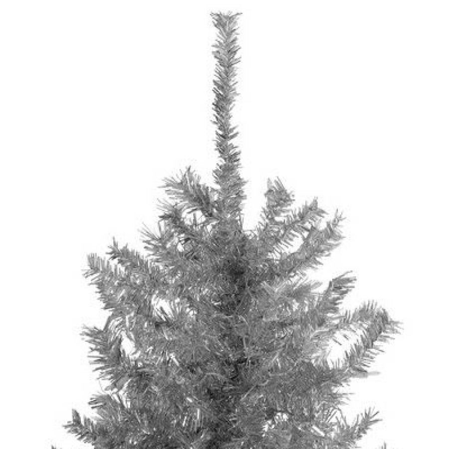 Pine * | Northlight 9' Silver Tinsel Slim Artificial Christmas Tree Unlit