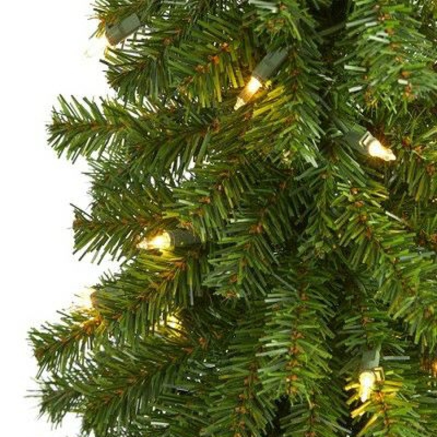 Pine * | 3Ft Nearly Natural Pre-Lit Alpine Artificial Christmas Tree Clear Lights In Burlap Planter