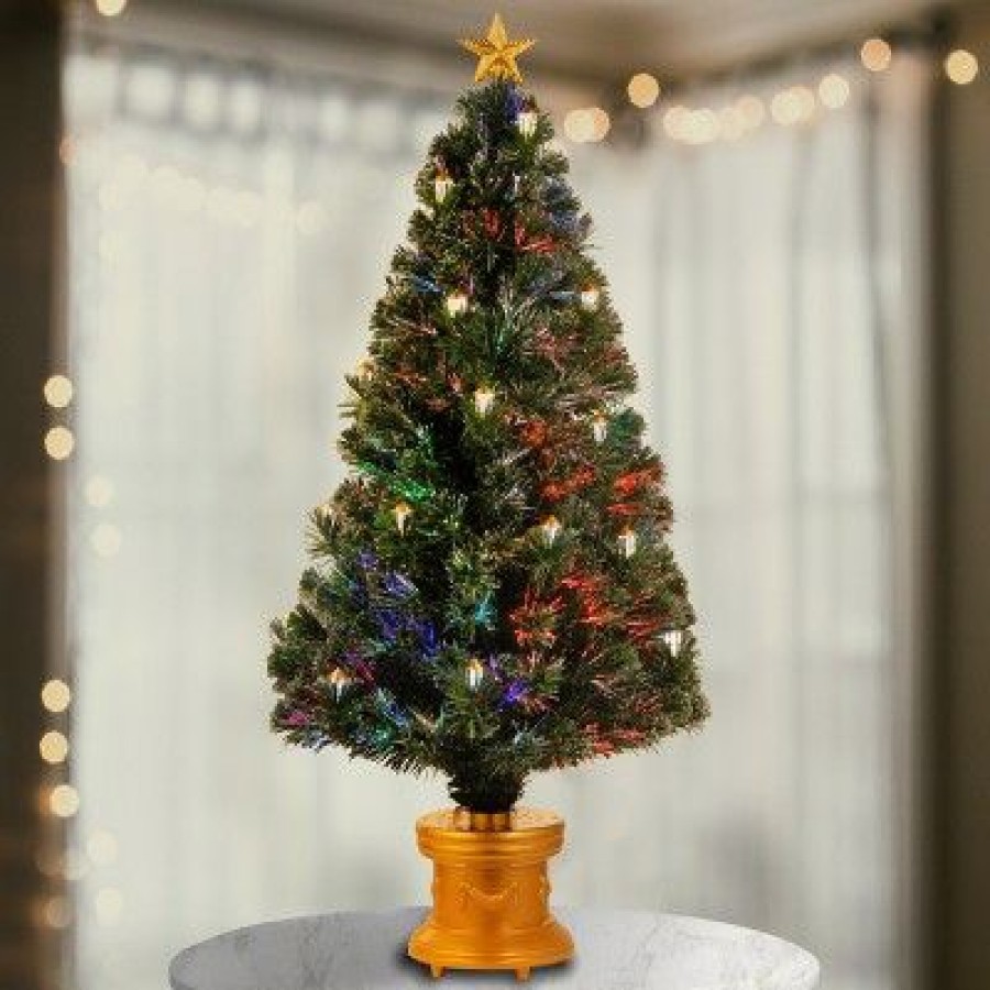 Unidentified Plant Variety * | National Tree Company 48 Fiber Optic Fireworks Tree With Gold Lanterns