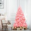 Pine * | Costway 6Ft Hinged Artificial Christmas Tree Full Fir Tree New Pvc W/ Metal Stand Pink