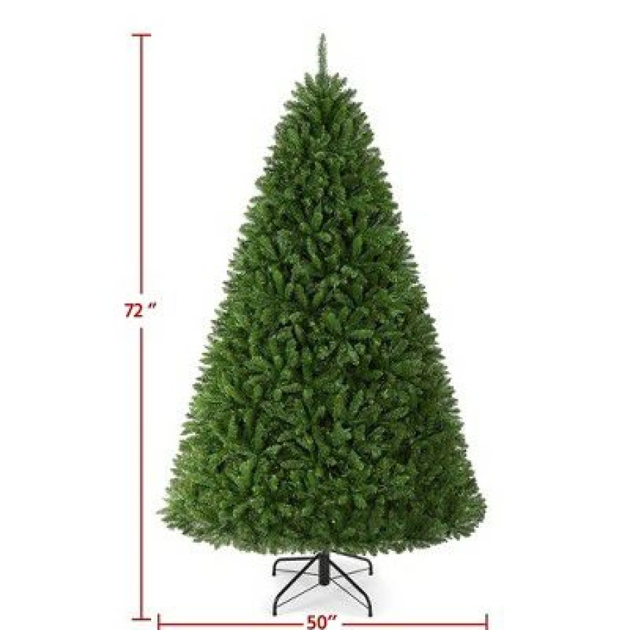 Spruce * | Yaheetech Pre-Lit Ultra-Thick Artificial Christmas Tree Hinged Spruce Holiday Decoration, Green