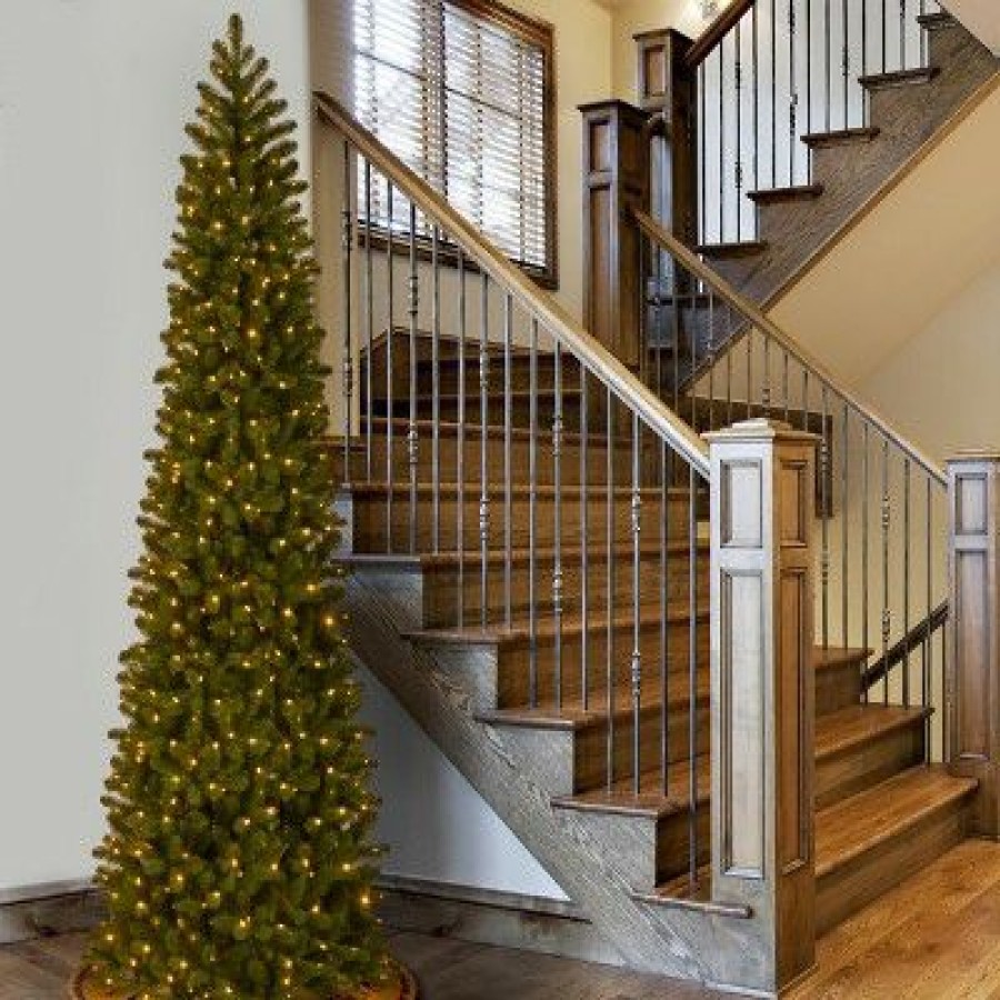 Fir Wood * | National Tree Company Pre-Lit 'Feel Real' Artificial Giant Slim Downswept Christmas Tree, Green, Douglas Fir, Dual Color Led Lights, Powerconnect 12Ft