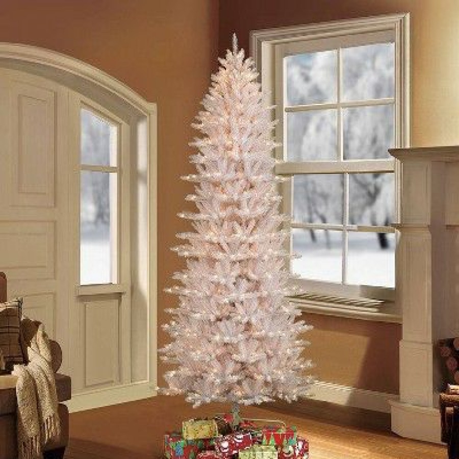 Fir Wood * | 9Ft Pre-Lit Full White Forest Fir Artificial Christmas Tree Puleo