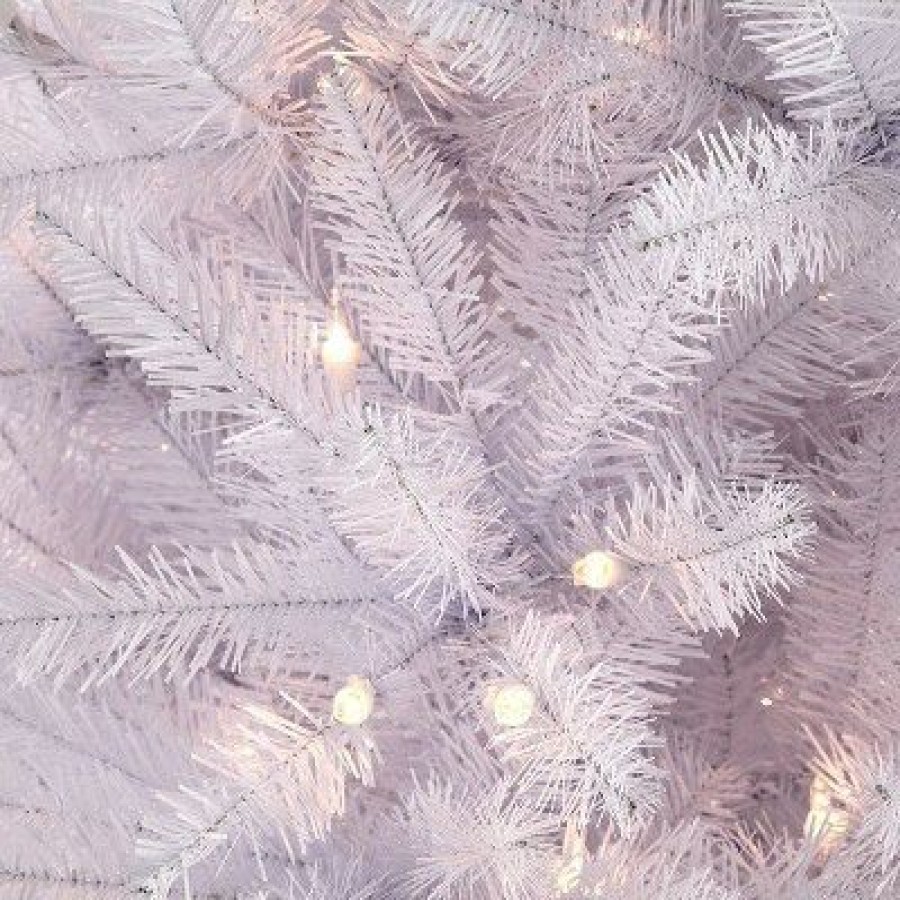 Fir Wood * | 4.5Ft Pre-Lit Pencil Artificial Christmas Tree White Forest Fir Puleo