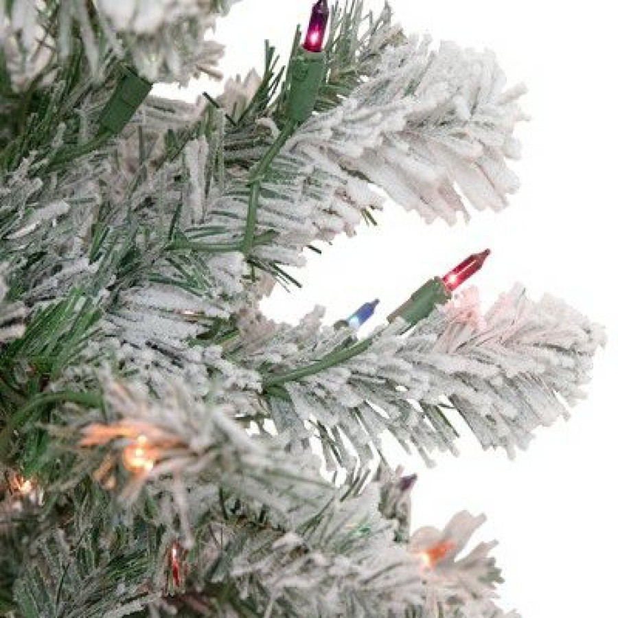 Pine * | Northlight 6.5 Pre-Lit Flocked Madison Pine Artificial Christmas Tree, Multi Lights