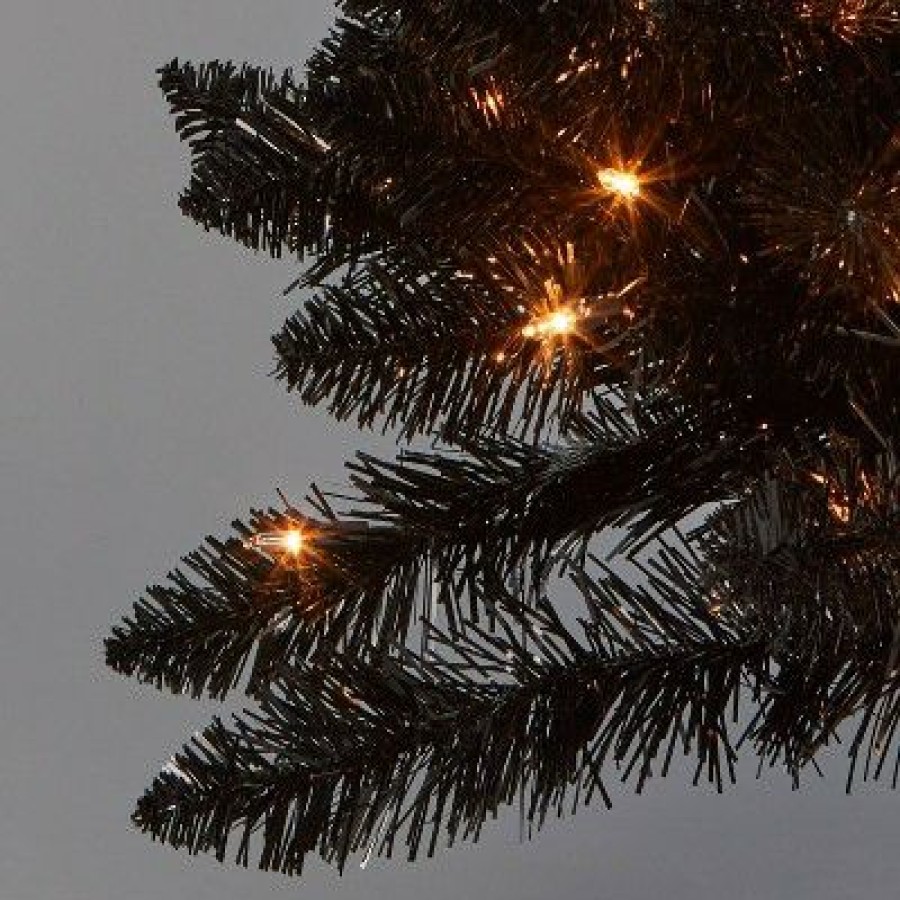 Alberta Spruce * | 6' Pre-Lit Shiny Black Alberta Spruce Artificial Christmas Tree Clear Lights Wondershop