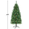 Pine * | Costway 6Ft Pre-Lit Hinged Pe Artificial Christmas Tree W/ 250 Led Lights & Pine Cones