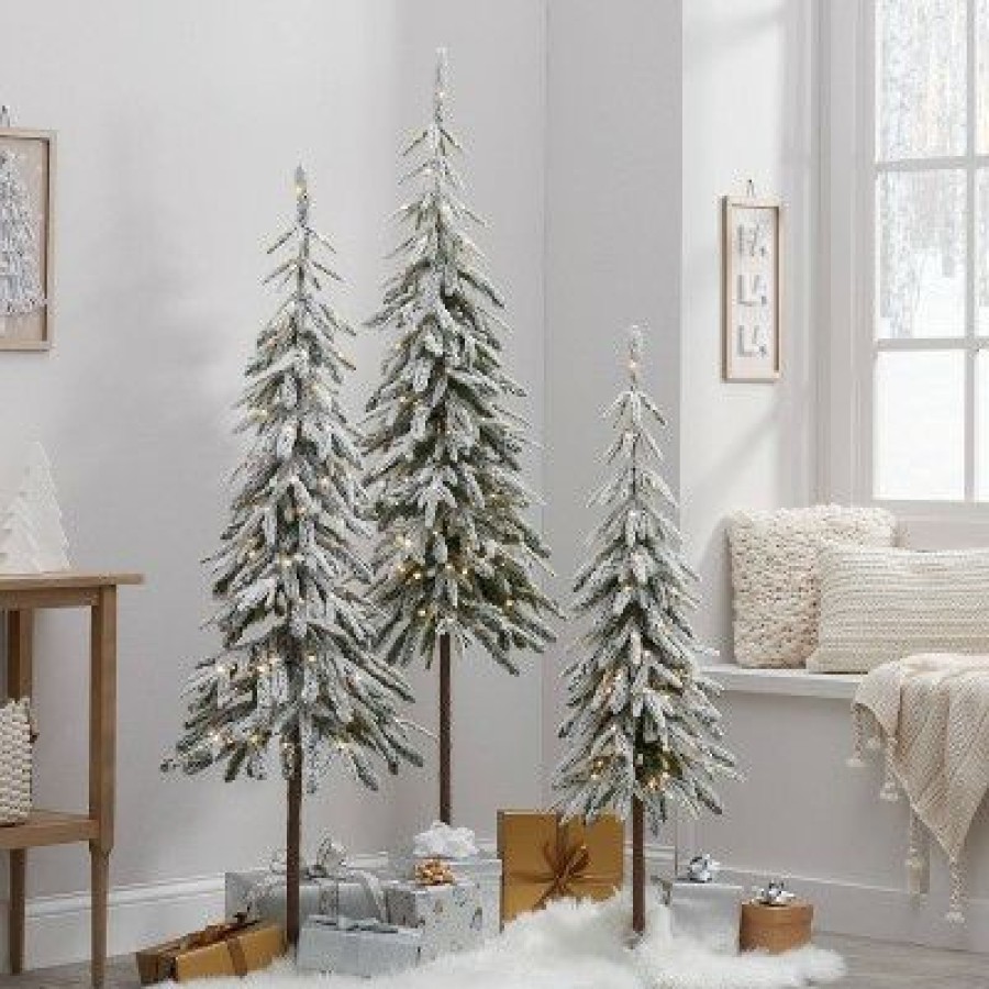 Balsam Fir * | 5' Pre-Lit Led Downswept Flocked Alpine Balsam Artificial Christmas Tree Dewdrop Warm White Lights Wondershop