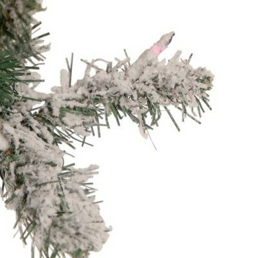 Pine * | Northlight 4.5 Pre-Lit Medium Heavily Flocked Pine Artificial Christmas Tree, Multicolor Lights