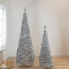 Pine * | Northlight 6 Silver Tinsel Pop-Up Artificial Christmas Tree, Unlit