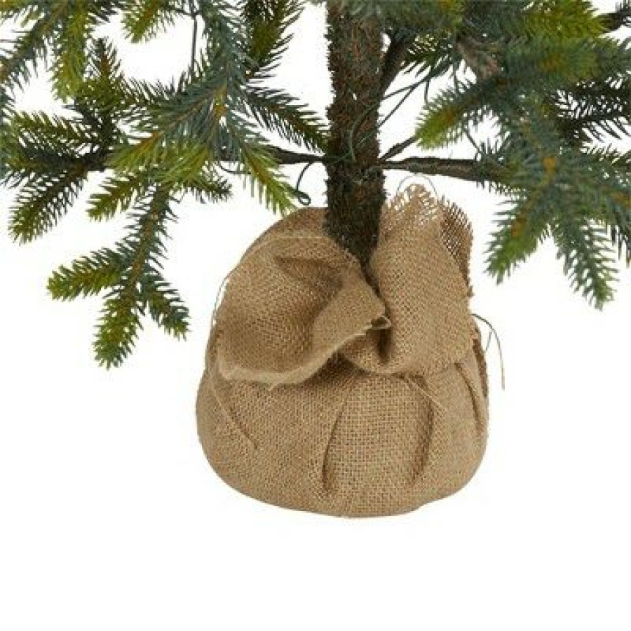 Fir Wood * | Nearly Natural 4' Pre-Lit Led Fraser Fir Artificial Christmas Tree With Burlap Base Clear Lights