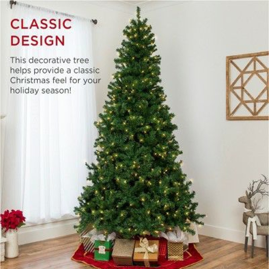 Spruce * | Best Choice Products Pre-Lit Spruce Hinged Artificial Christmas Tree W/ Incandescent Lights, Foldable Stand