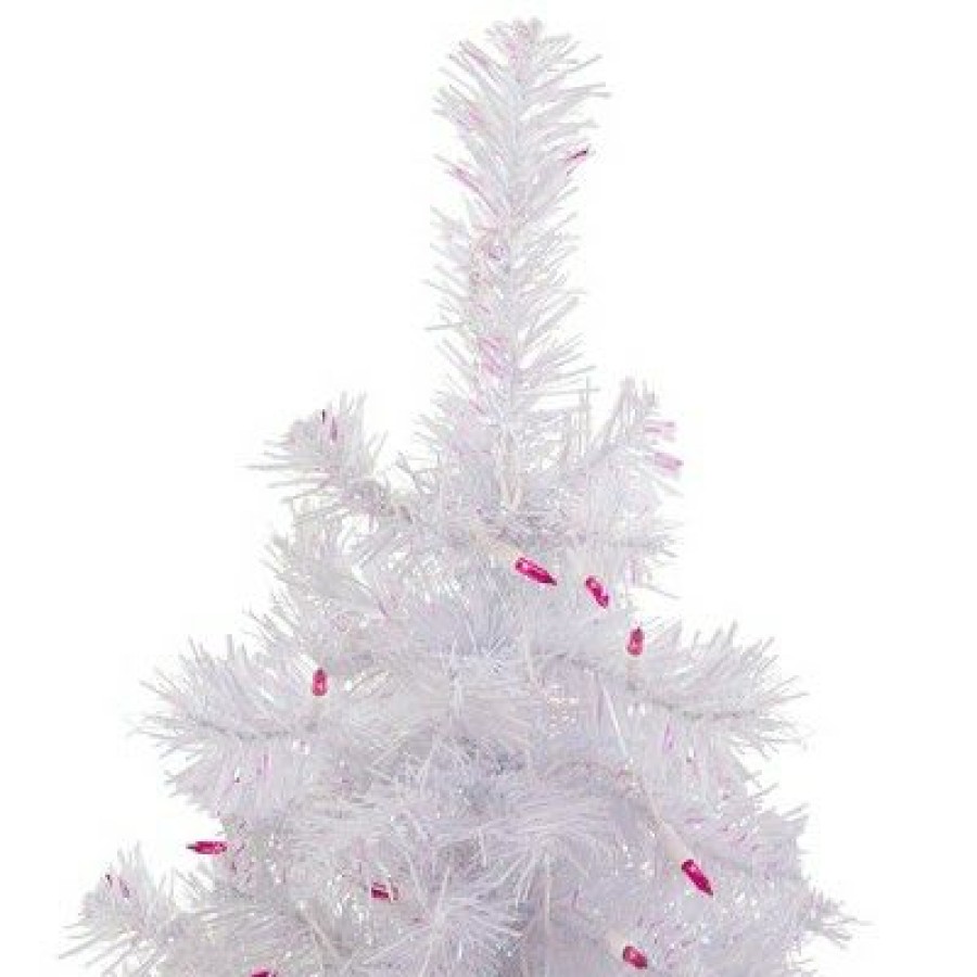 Pine * | Northlight 2 Pre-Lit Rockport White Pine Artificial Christmas Tree, Pink Lights