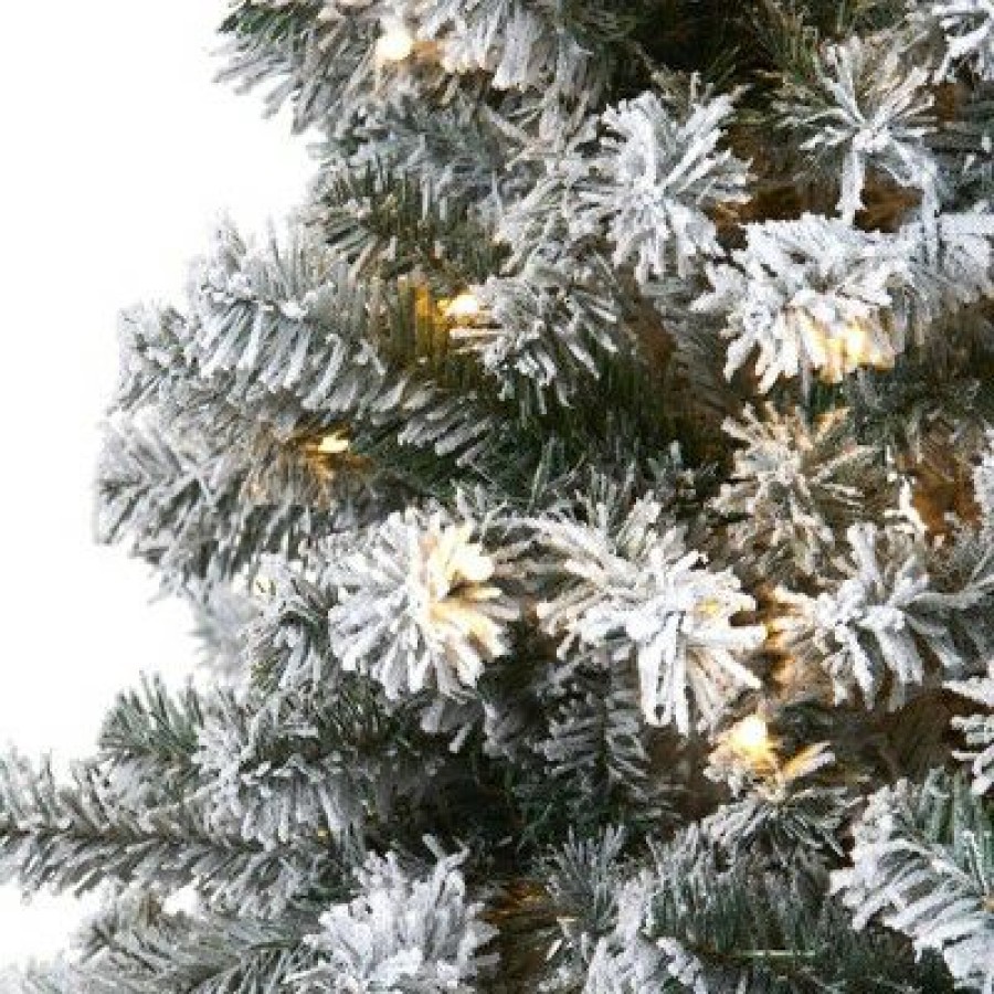 Spruce * | 6Ft Nearly Natural Pre-Lit Led Flocked Rock Springs Spruce Artificial Christmas Tree Clear Lights