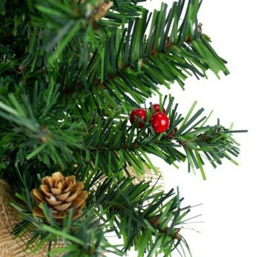 Pine * | Northlight 16 Potted Red Berries And Pine Cones Medium Artificial Christmas Tree Unlit