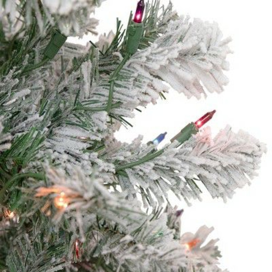 Pine * | Northlight 4.5 Pre-Lit Flocked Madison Pine Artificial Christmas Tree, Multi Lights