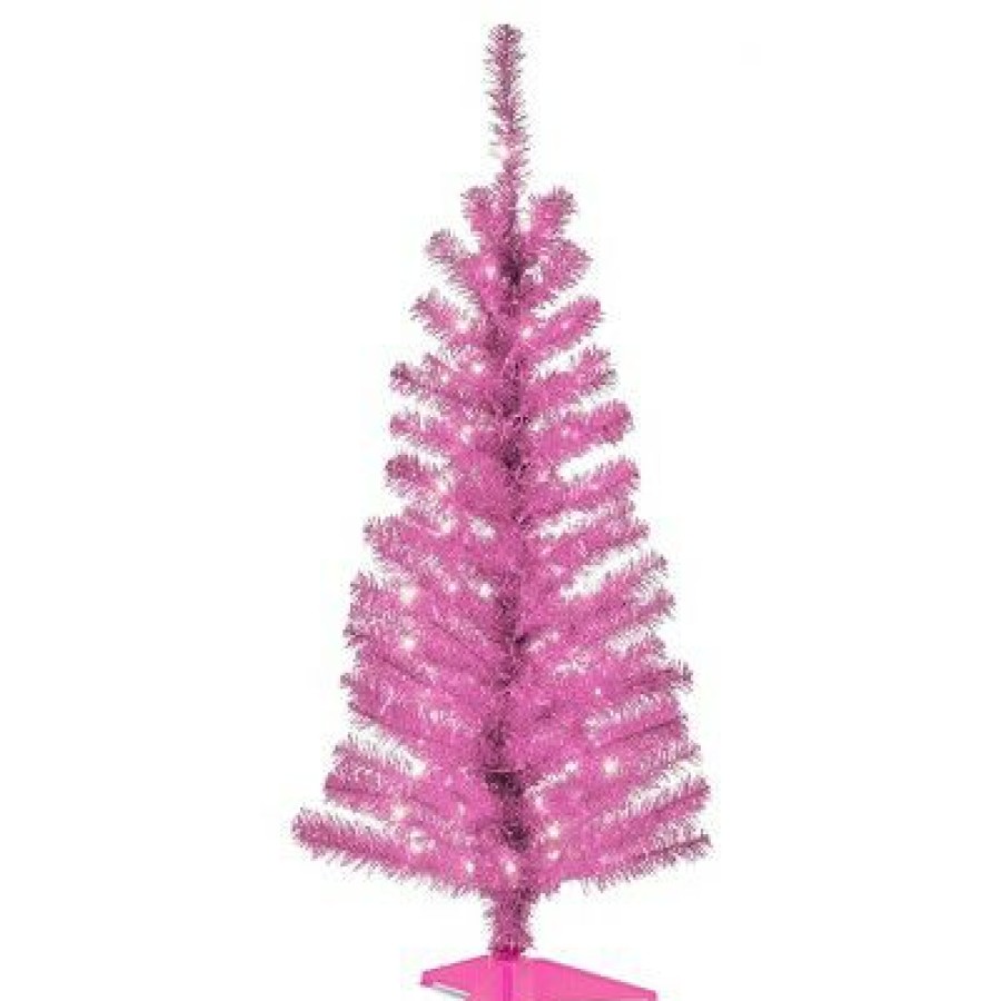 Unidentified Plant Variety * | 4Ft Pre-Lit Tinsel Artificial Christmas Tree Clear Lights National Tree Company