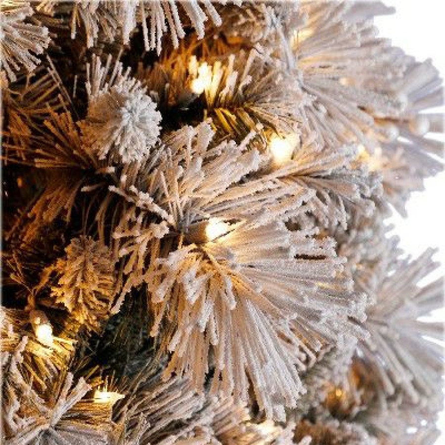 Spruce * | Home Heritage Snowdrift Spruce 7.5 Foot Prelit Christmas Tree Bundled With Golden Metal Rotating Stand