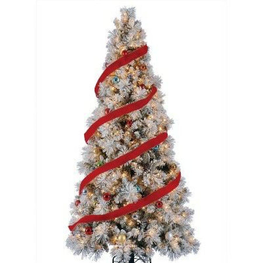 Spruce * | Home Heritage Snowdrift Spruce 7.5 Foot Prelit Christmas Tree Bundled With Golden Metal Rotating Stand