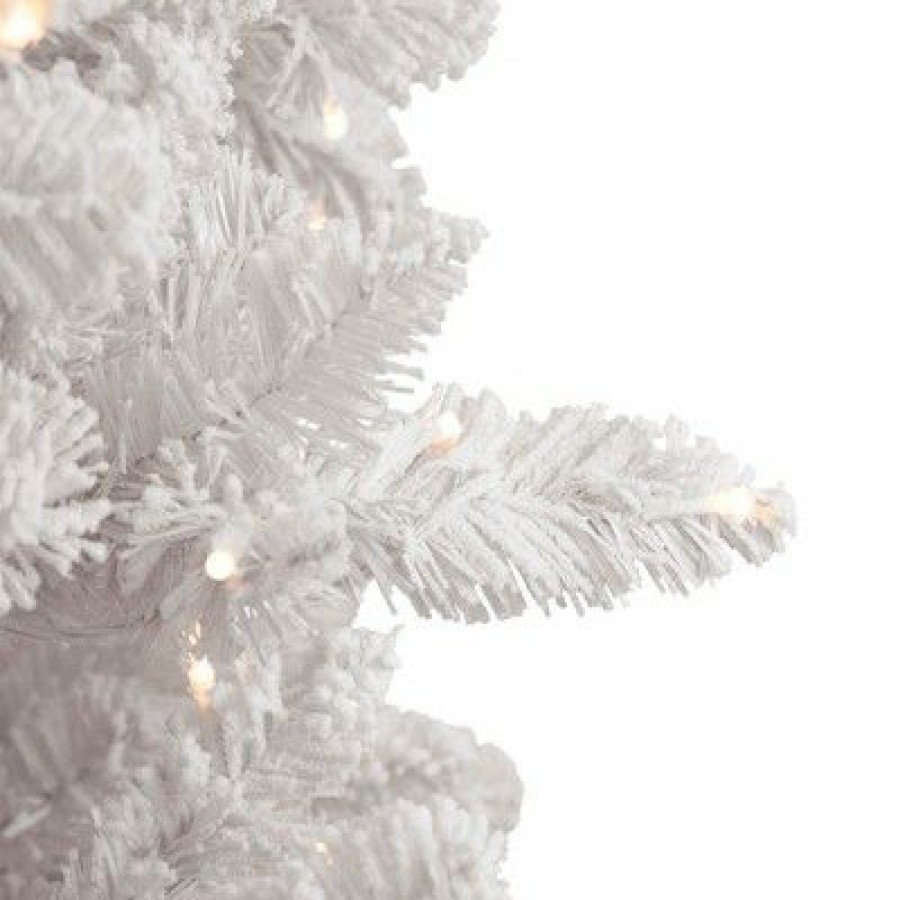 Pine * | Northlight 9 Pre-Lit Flocked Norway White Pine Artificial Christmas Tree, Warm White Led Lights