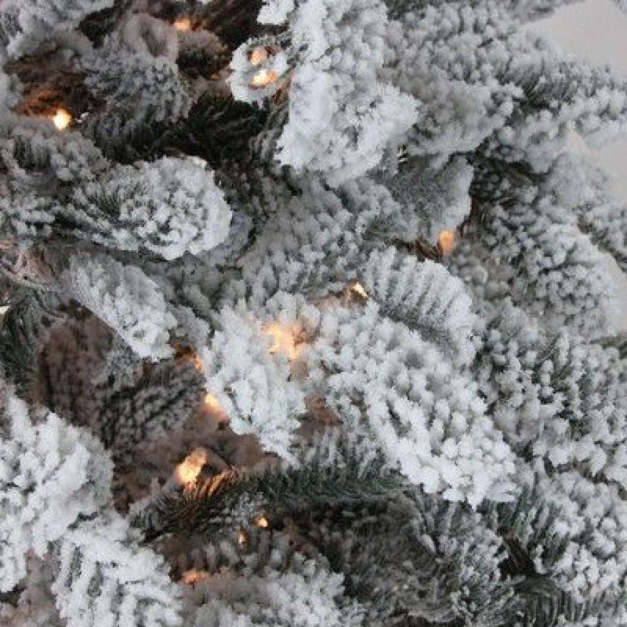 Noble Fir * | Northlight 7.5 Prelit Artificial Christmas Tree Flocked Whistler Noble Fir Clear Lights