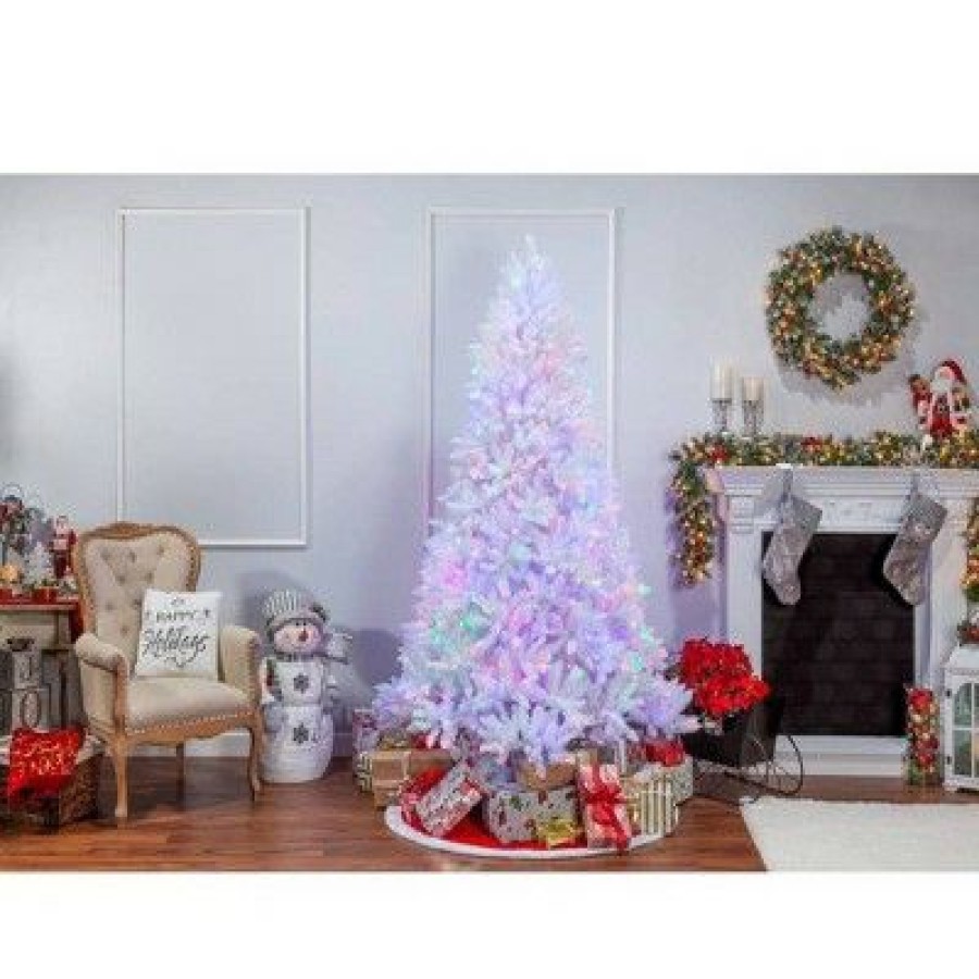 Pine * | 7.5Ft Sterling Tree Company Full White Parkview Pine With 600 Color Changing Led Lights Artificial Christmas Tree