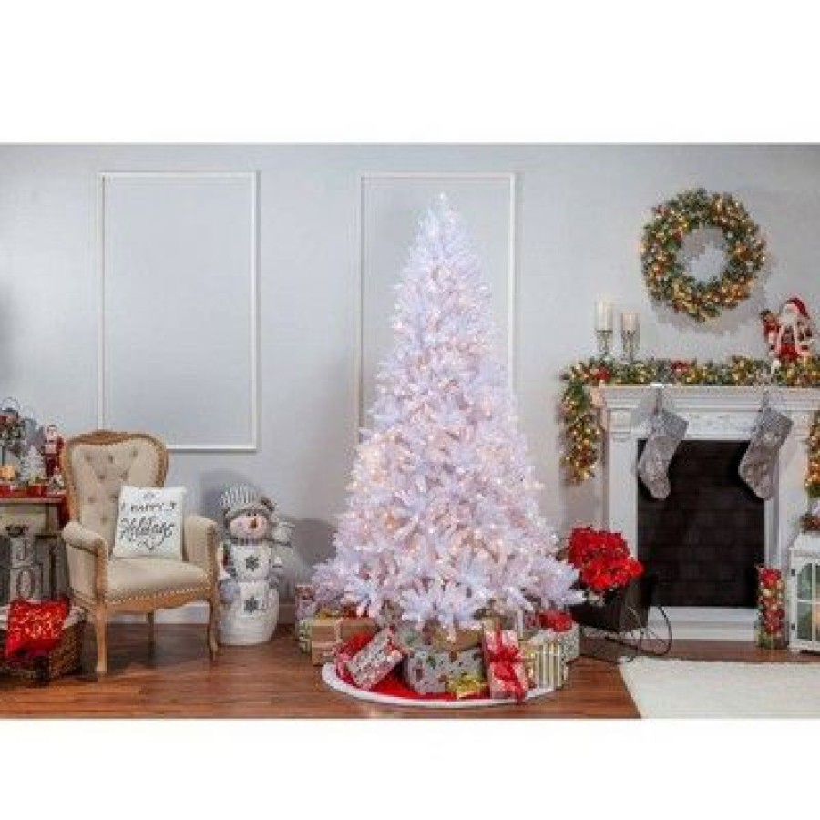 Pine * | 7.5Ft Sterling Tree Company Full White Parkview Pine With 600 Color Changing Led Lights Artificial Christmas Tree